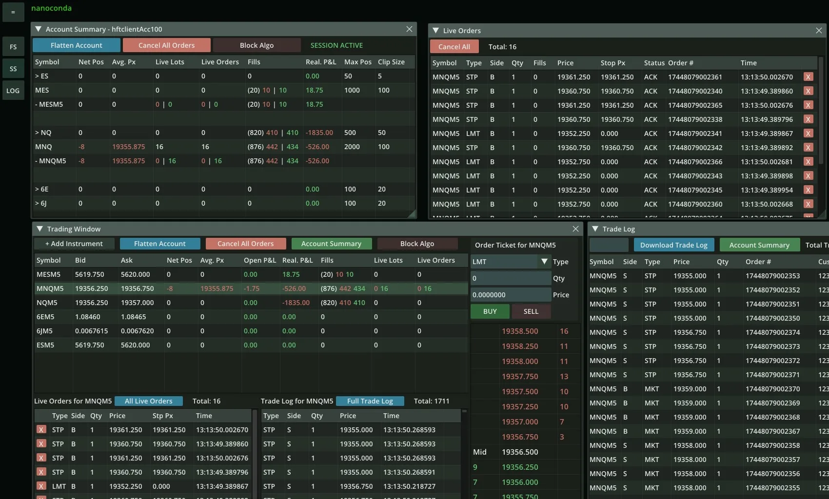 Live Order Management – blotter, P&L, and one-click kill switch